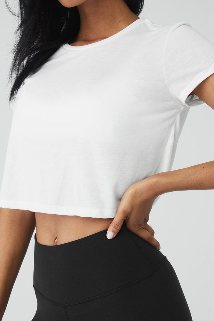Short Sleeve Alo Yoga Laid Back Tee Mujer Blancos | 270495CGP