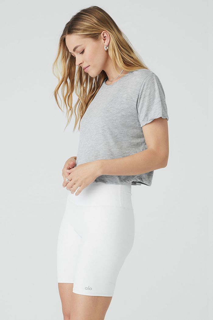 Short Sleeve Alo Yoga Laid Back Tee Mujer Grises | 342685RIM