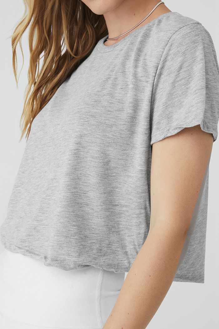 Short Sleeve Alo Yoga Laid Back Tee Mujer Grises | 342685RIM