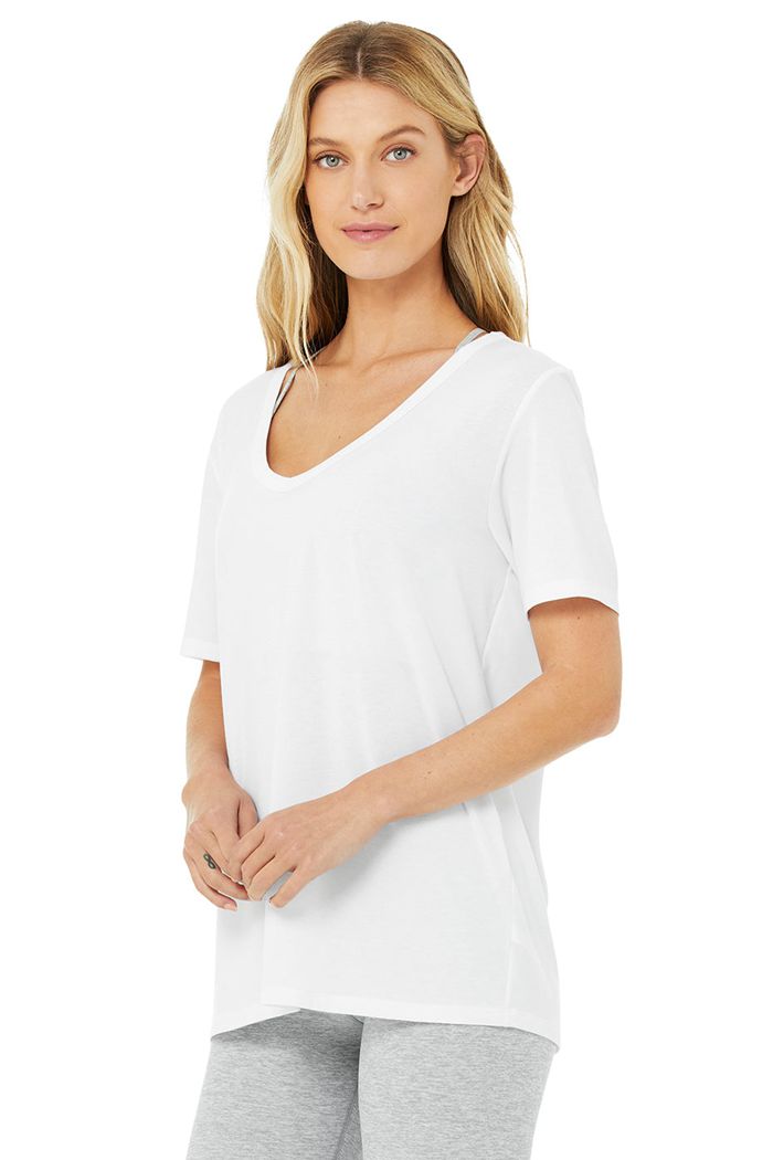 Short Sleeve Alo Yoga Motion Mujer Blancos | 024859GDM