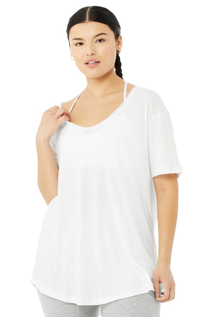 Short Sleeve Alo Yoga Motion Mujer Blancos | 024859GDM