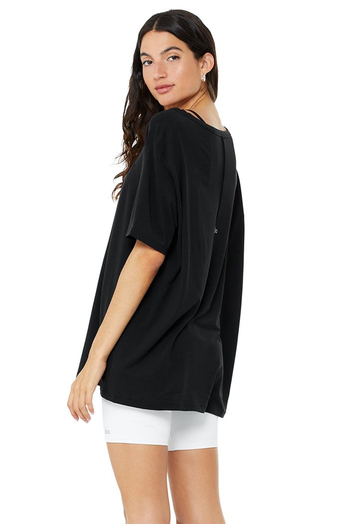 Short Sleeve Alo Yoga Motion Mujer Negros | 415602FPA