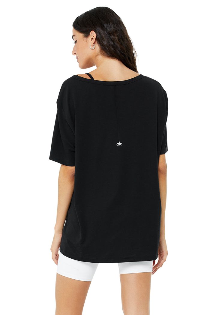 Short Sleeve Alo Yoga Motion Mujer Negros | 415602FPA