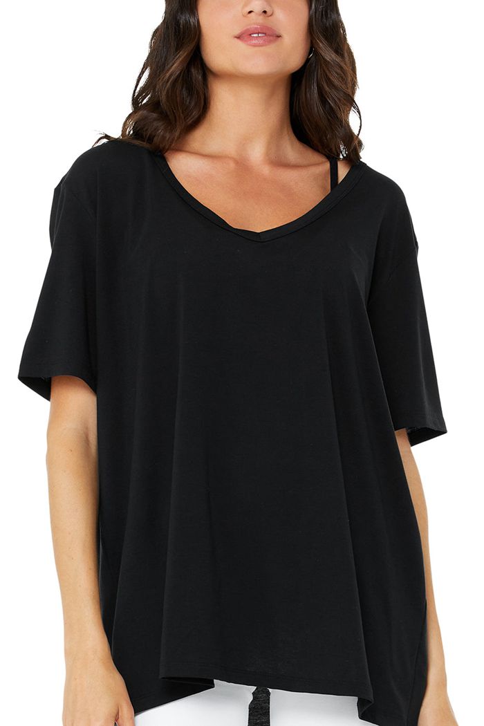 Short Sleeve Alo Yoga Motion Mujer Negros | 415602FPA