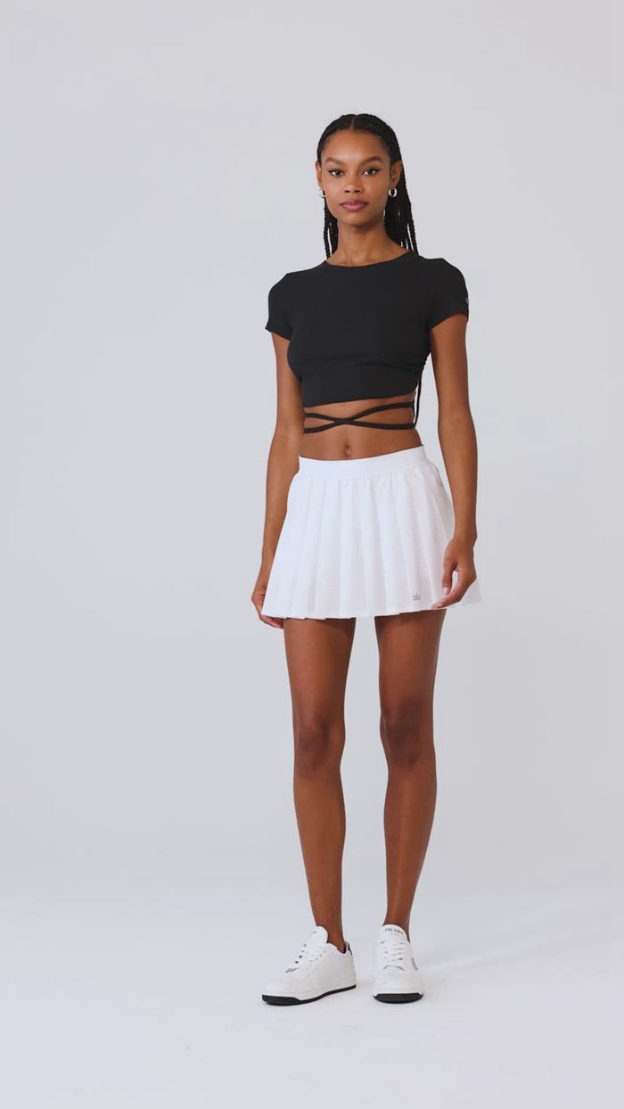 Short Sleeve Alo Yoga Ribbed Manifest Mujer Negros | 536049QPG