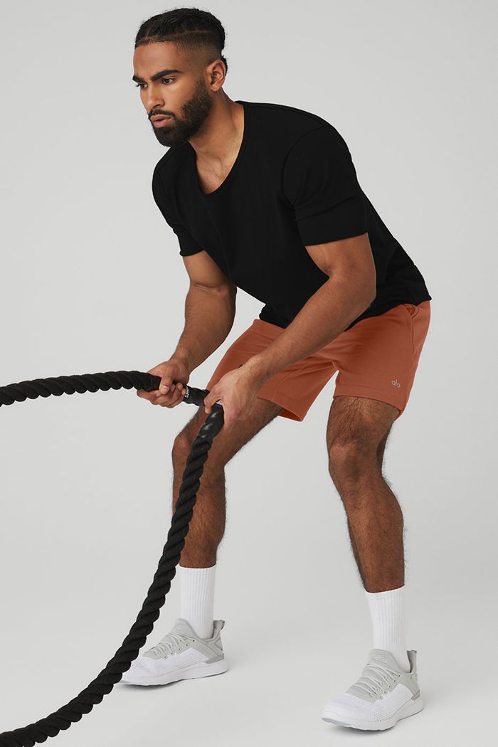 Short Sleeve Alo Yoga Society Crewneck Tee Hombre Negros | 560749HXK