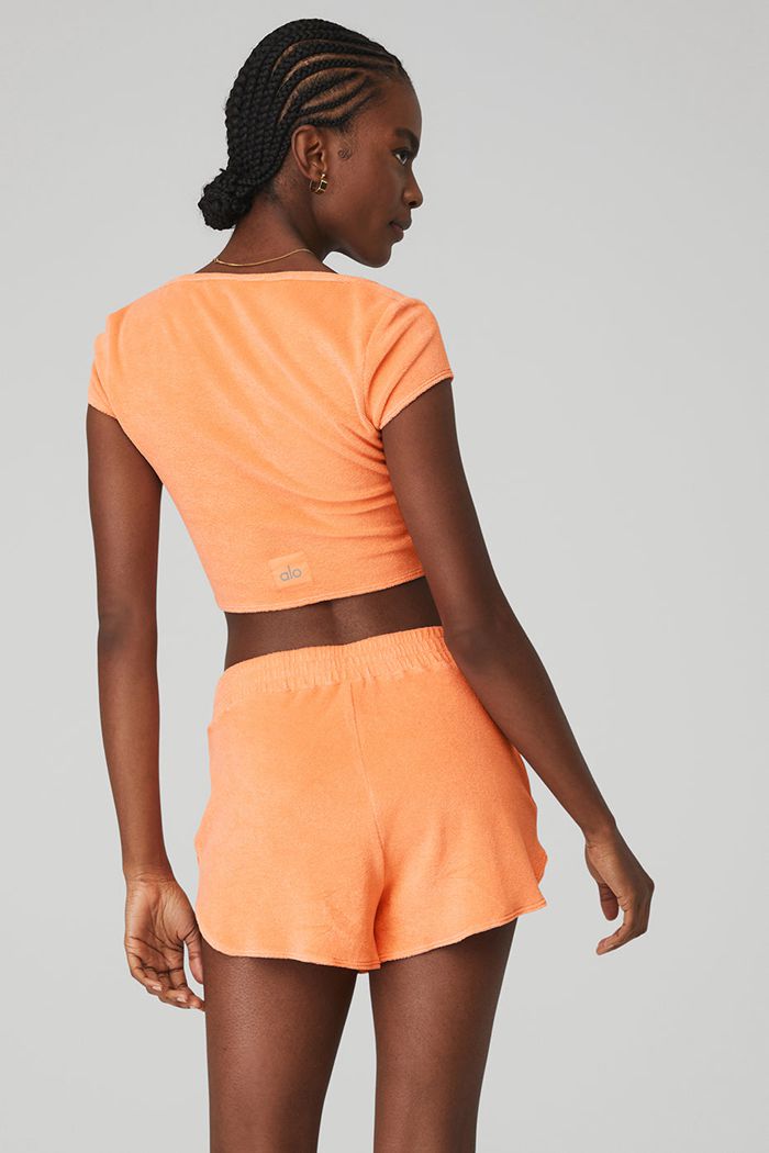 Short Sleeve Alo Yoga Terry Beachside Mujer Naranjas | 854019MUD