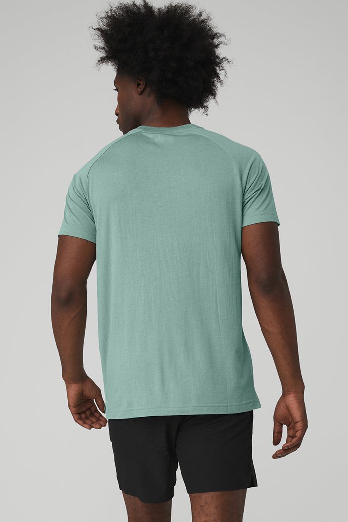 Short Sleeve Alo Yoga The Triumph Crew Neck Tee Hombre Azules | 174506UQW