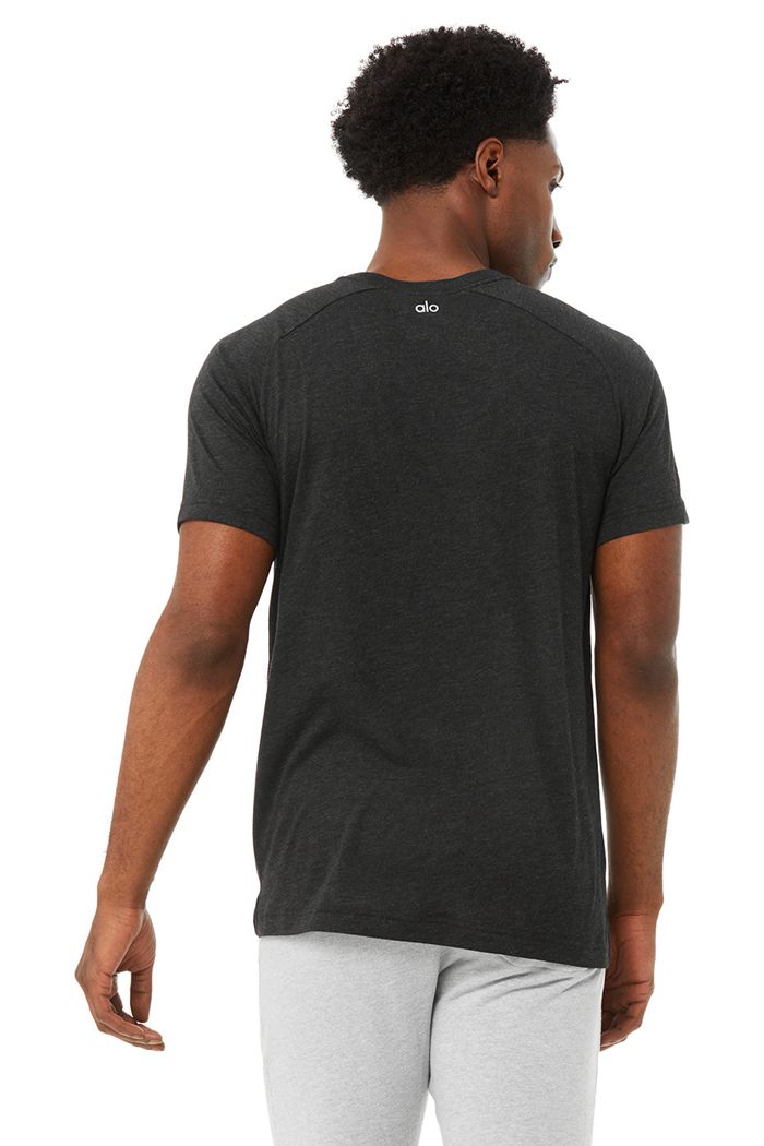 Short Sleeve Alo Yoga The Triumph Crew Neck Tee Hombre Negros | 549321ACO