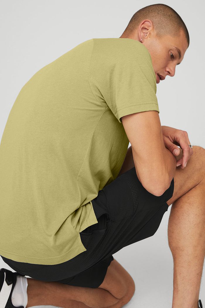 Short Sleeve Alo Yoga The Triumph Crew Neck Tee Hombre Verdes | 920637TXE