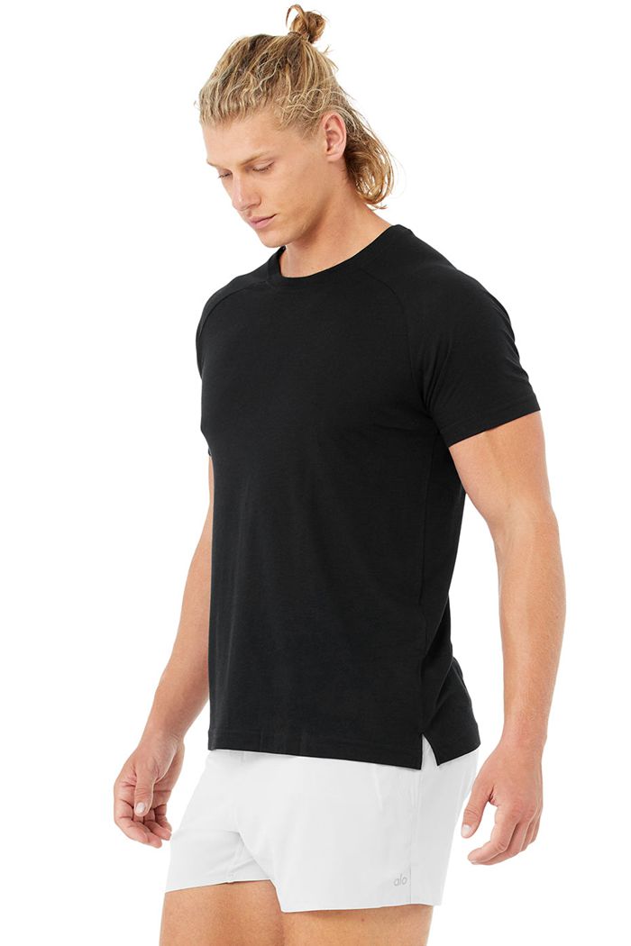 Short Sleeve Alo Yoga Triumph Crew Neck Tee Hombre Negros | 342759ZEI