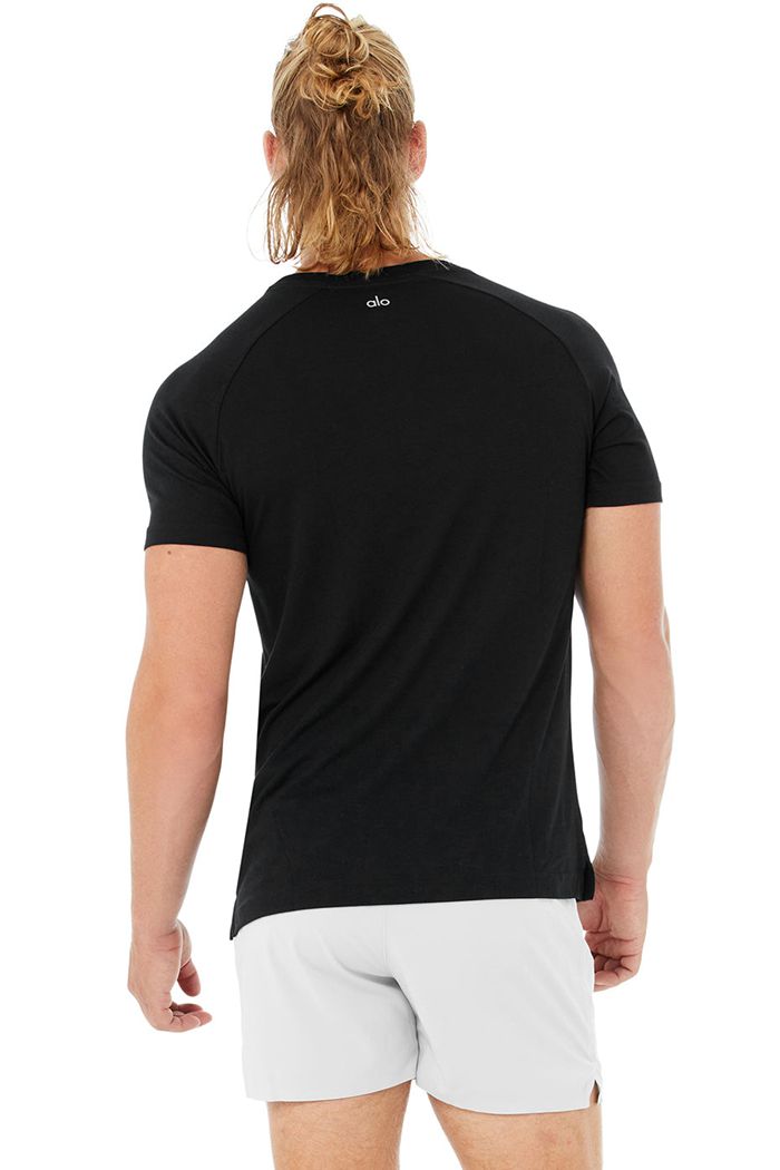 Short Sleeve Alo Yoga Triumph Crew Neck Tee Hombre Negros | 342759ZEI