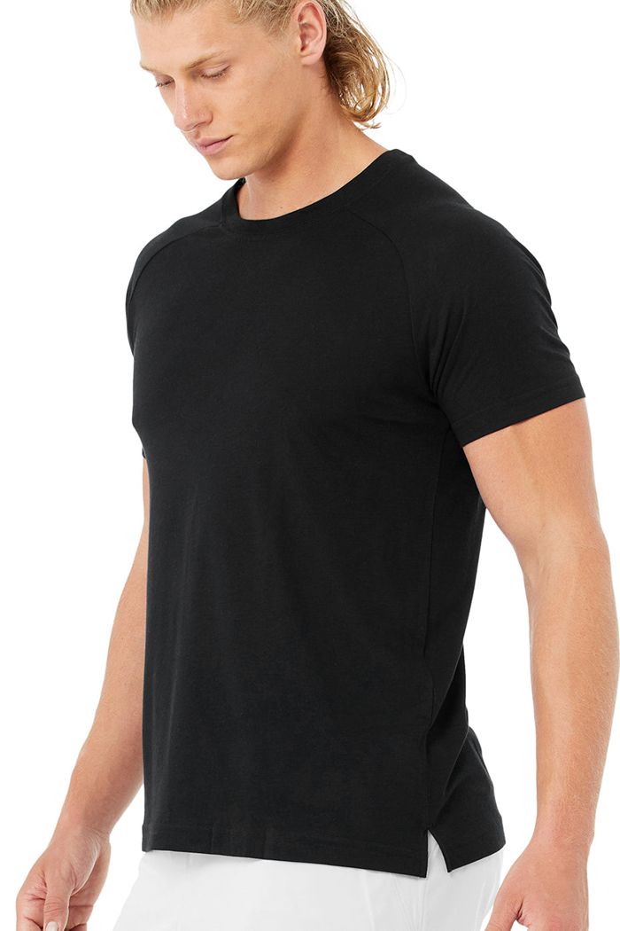 Short Sleeve Alo Yoga Triumph Crew Neck Tee Hombre Negros | 342759ZEI