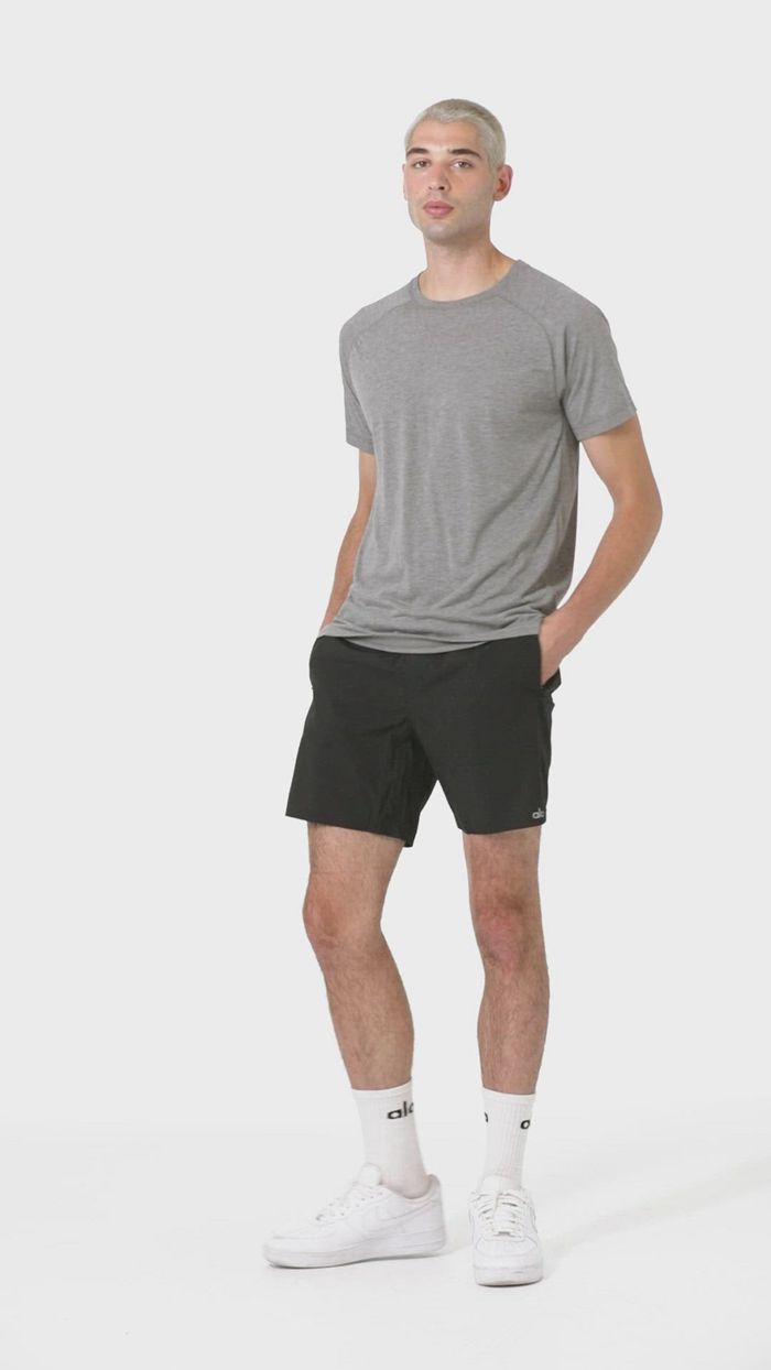 Short Sleeve Alo Yoga Triumph Crew Neck Tee Hombre Negros | 510697VSO