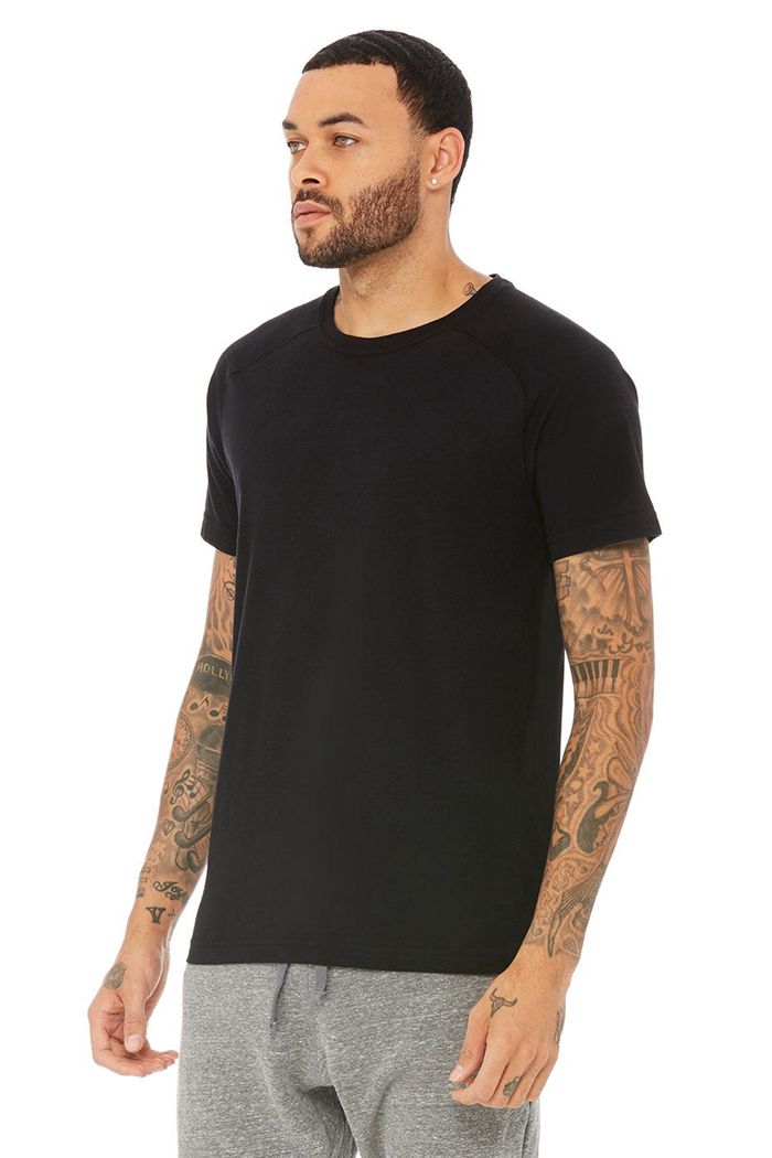 Short Sleeve Alo Yoga Triumph Crew Neck Tee Hombre Negros | 510697VSO