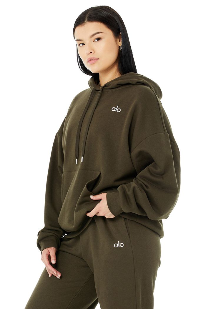 Sudadera Con Capucha Alo Yoga Accolade Mujer Verde Oliva Oscuro | 063281PIL