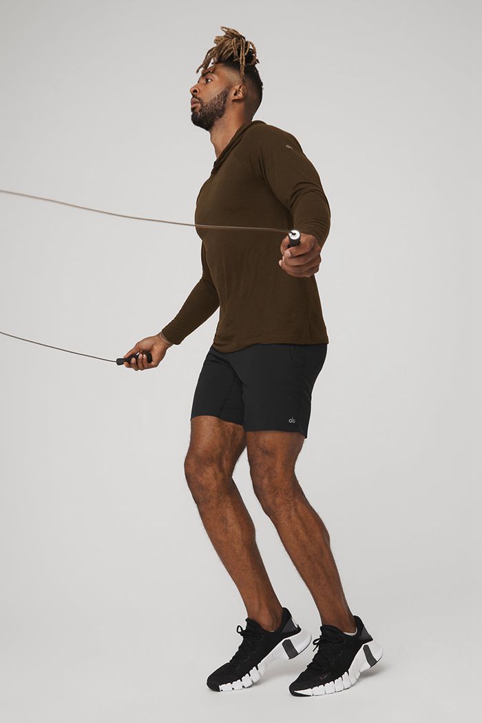 Sudadera Con Capucha Alo Yoga Core Encapuchado Runner Hombre Negros | 427351FTC