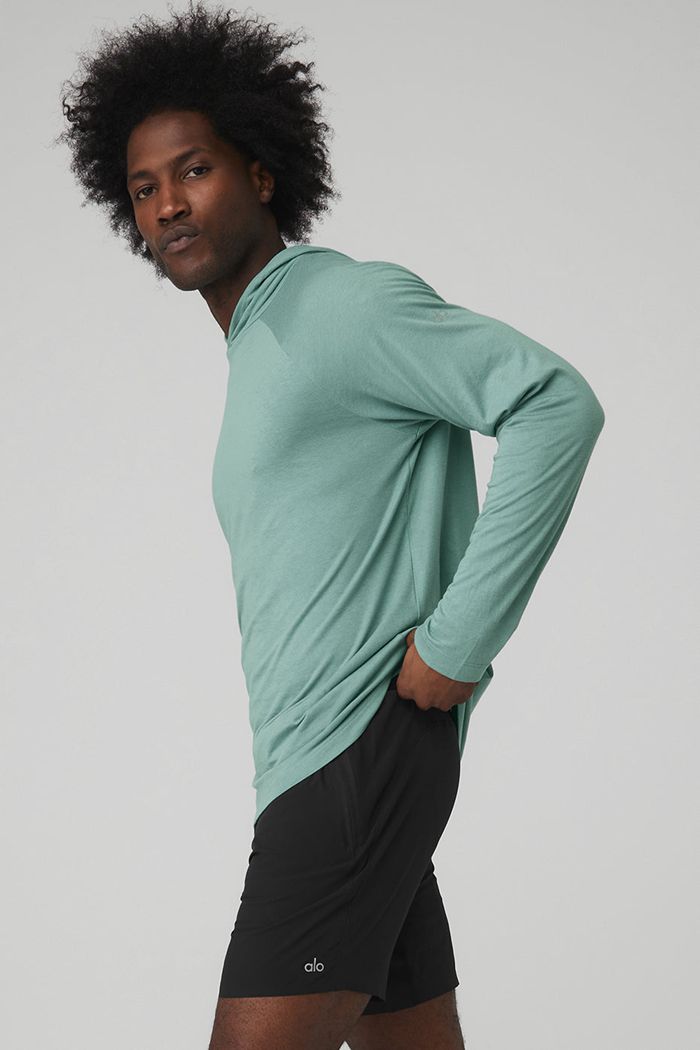 Sudadera Con Capucha Alo Yoga Core Encapuchado Runner Hombre Azules | 462359AQM