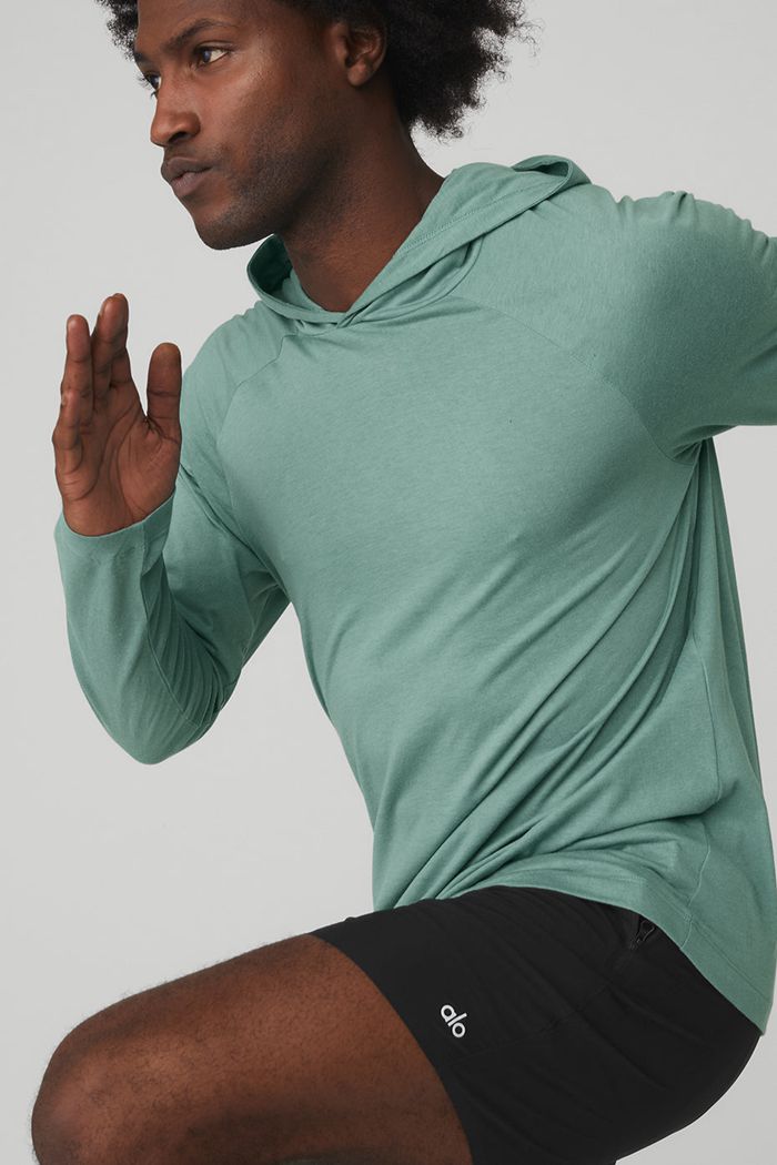 Sudadera Con Capucha Alo Yoga Core Encapuchado Runner Hombre Azules | 462359AQM