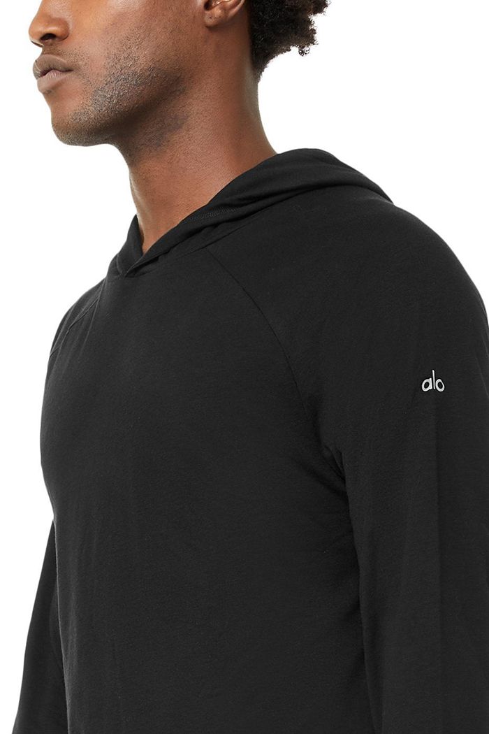 Sudadera Con Capucha Alo Yoga Core Encapuchado Runner Hombre Negros | 618395KBS