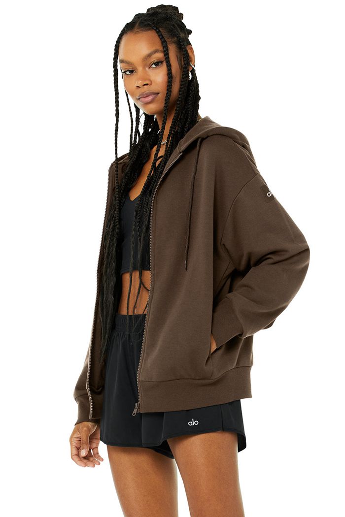 Sudadera Con Capucha Alo Yoga Hype Full Zip Mujer Negros | 165973AUB