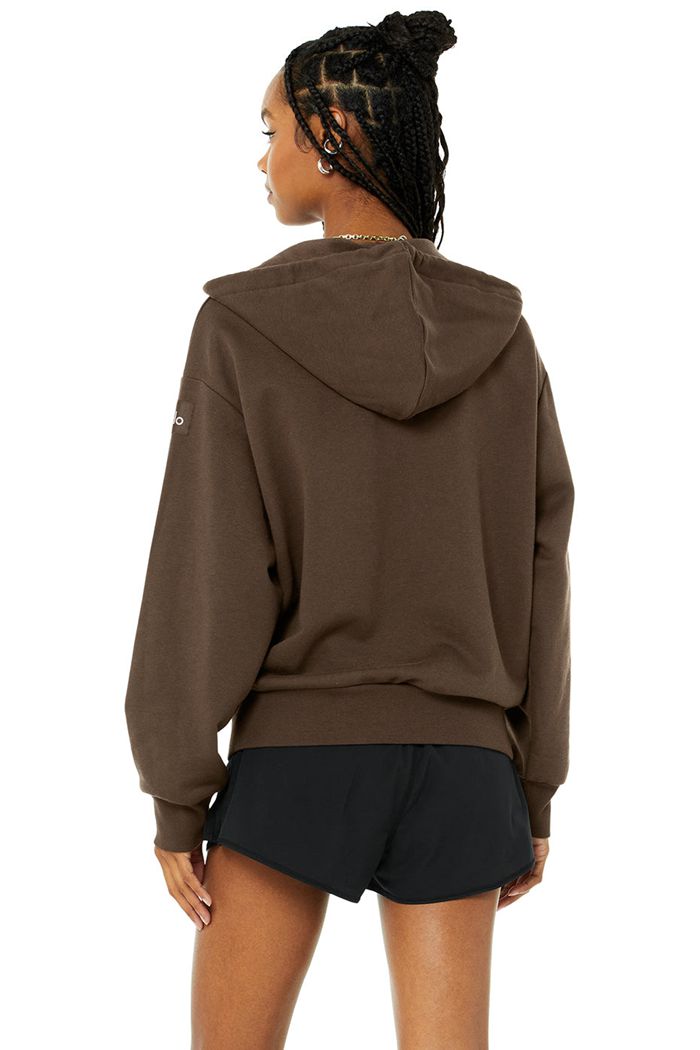 Sudadera Con Capucha Alo Yoga Hype Full Zip Mujer Negros | 165973AUB