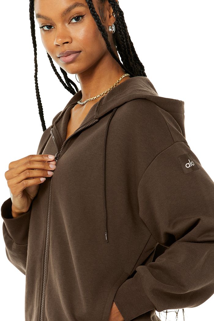 Sudadera Con Capucha Alo Yoga Hype Full Zip Mujer Negros | 165973AUB