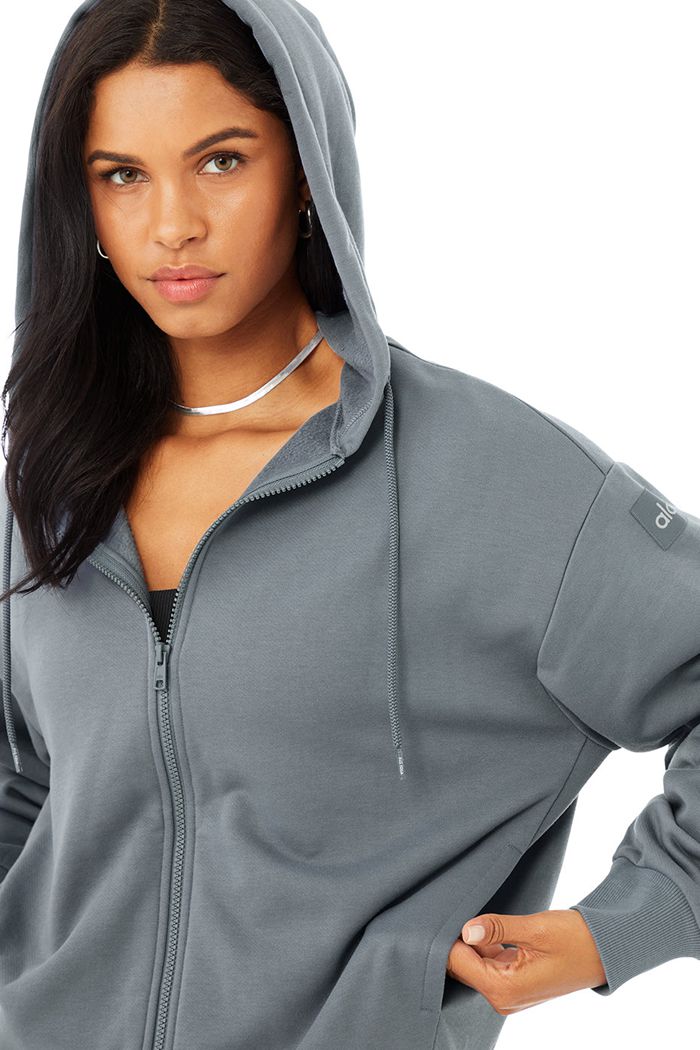 Sudadera Con Capucha Alo Yoga Hype Full Zip Mujer Grises | 179845SLX