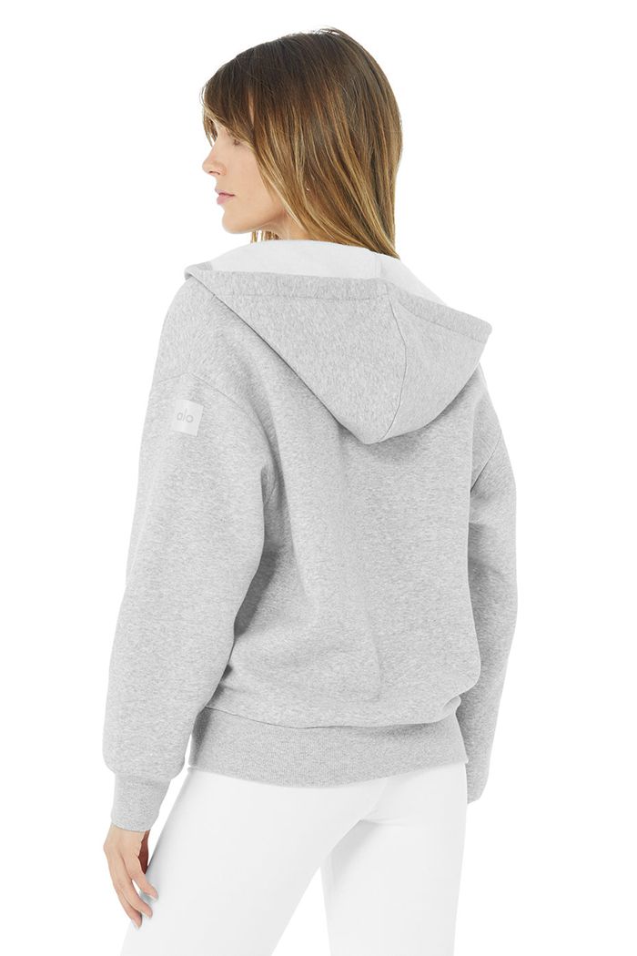 Sudadera Con Capucha Alo Yoga Hype Full Zip Mujer Grises | 219357RDU