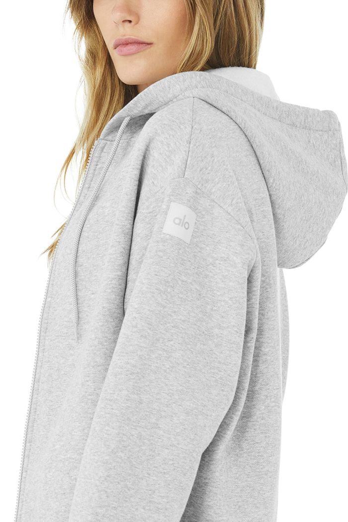 Sudadera Con Capucha Alo Yoga Hype Full Zip Mujer Grises | 219357RDU