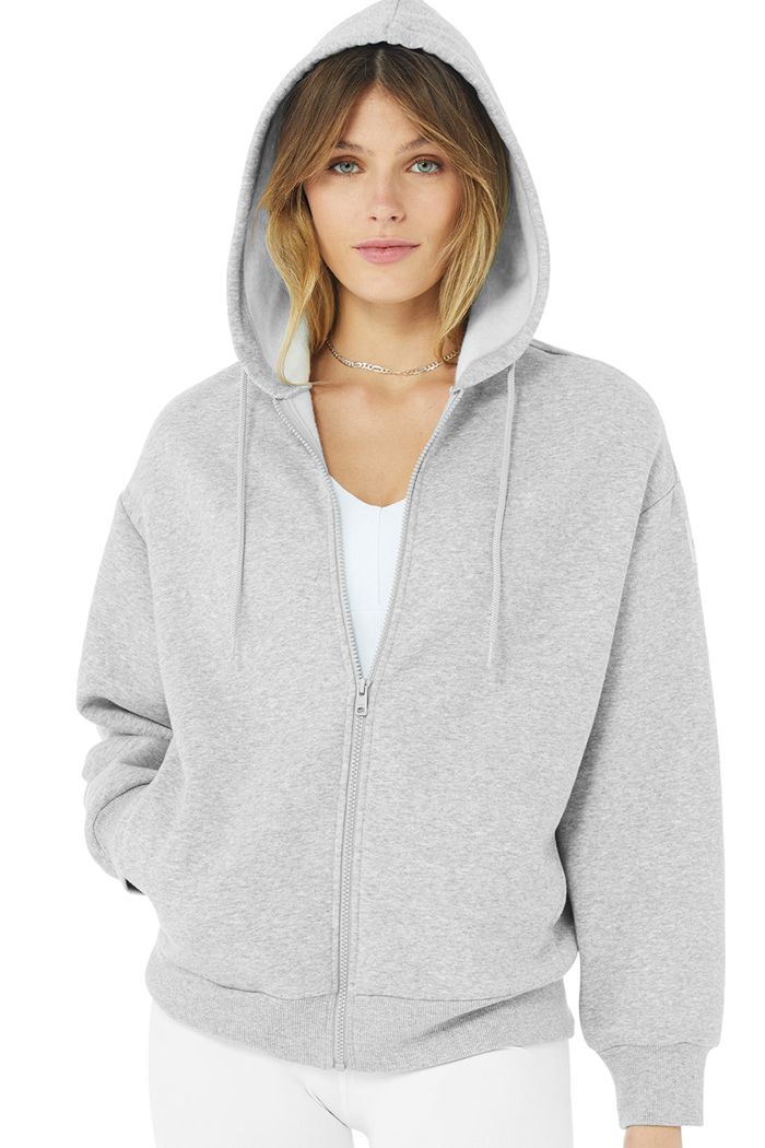 Sudadera Con Capucha Alo Yoga Hype Full Zip Mujer Grises | 219357RDU