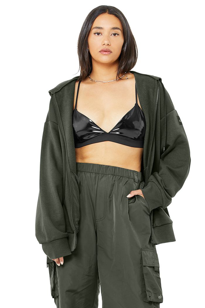 Sudadera Con Capucha Alo Yoga Hype Full Zip Mujer Verdes Oscuro | 421360NUQ