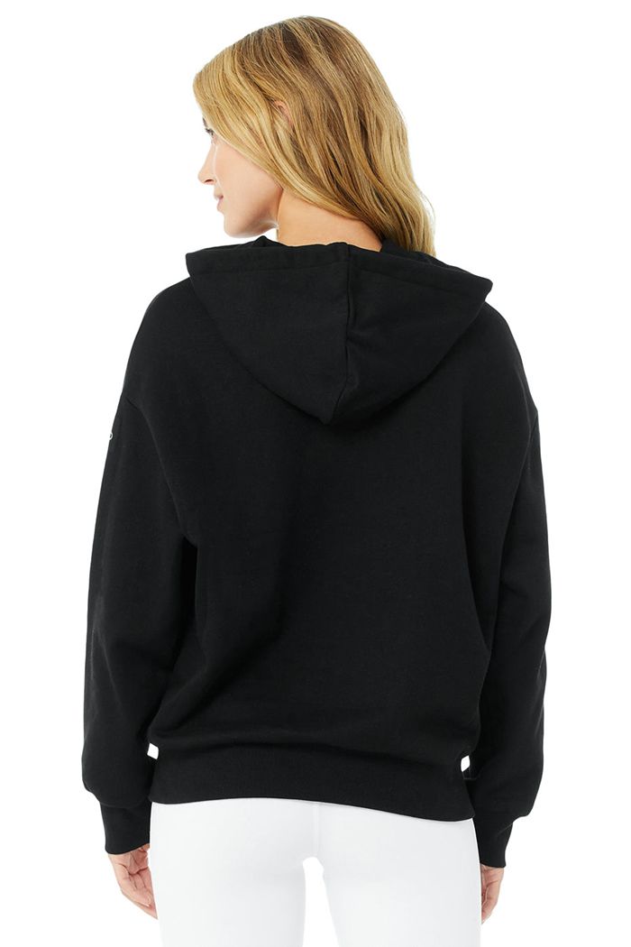 Sudadera Con Capucha Alo Yoga Hype Full Zip Mujer Negros | 527389XAM