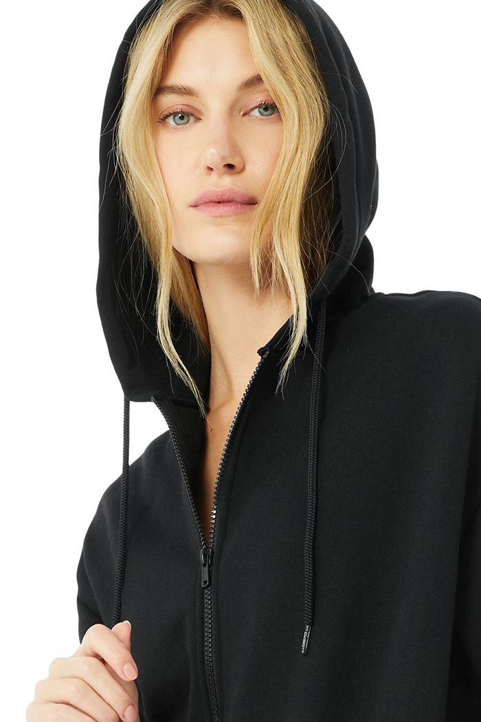 Sudadera Con Capucha Alo Yoga Hype Full Zip Mujer Negros | 527389XAM