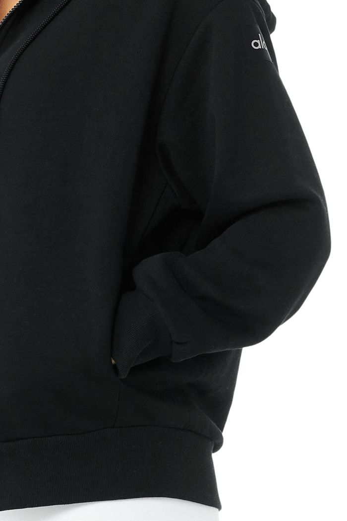 Sudadera Con Capucha Alo Yoga Hype Full Zip Mujer Negros | 527389XAM