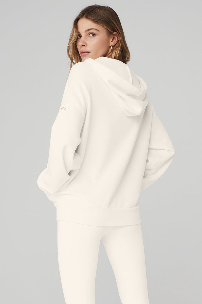 Sudadera Con Capucha Alo Yoga Hype Full Zip Mujer Blancos | 659071ICN