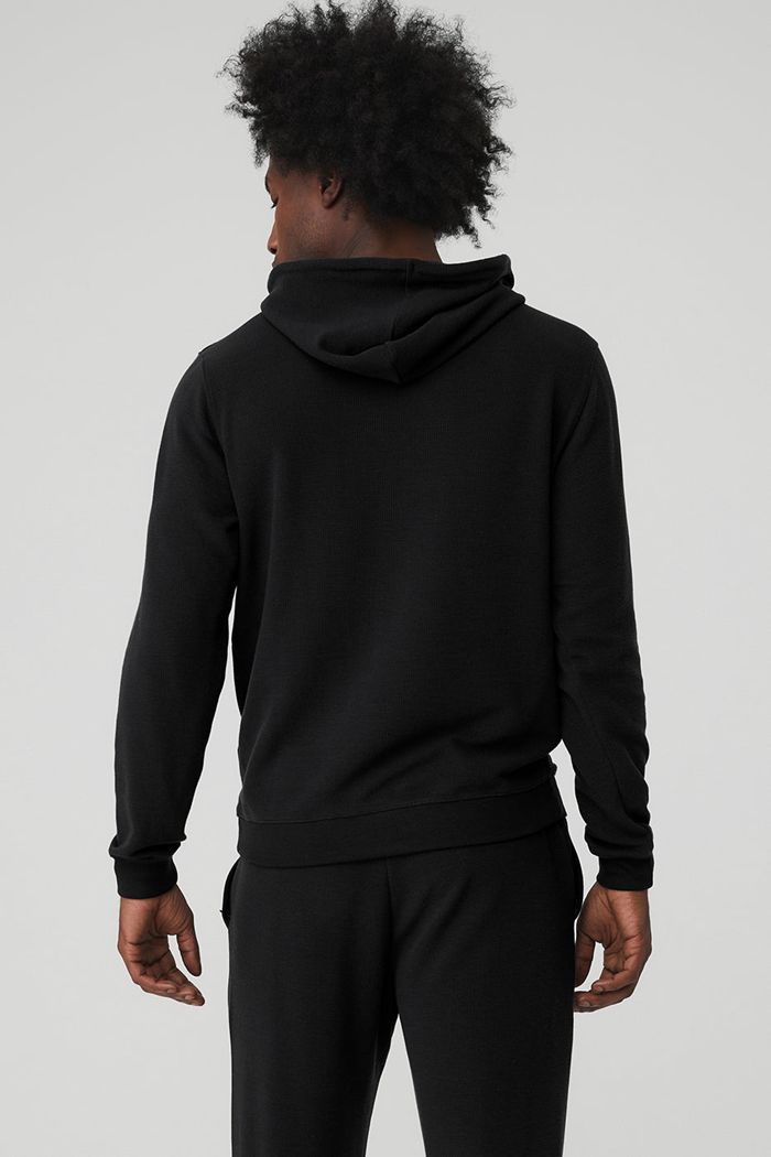 Sudadera Con Capucha Alo Yoga Micro Waffle Fast Break Hombre Negros | 901465TAG