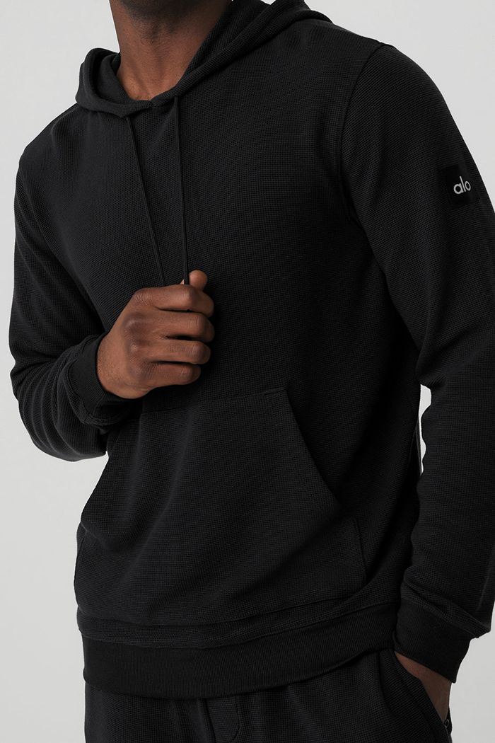 Sudadera Con Capucha Alo Yoga Micro Waffle Fast Break Hombre Negros | 901465TAG