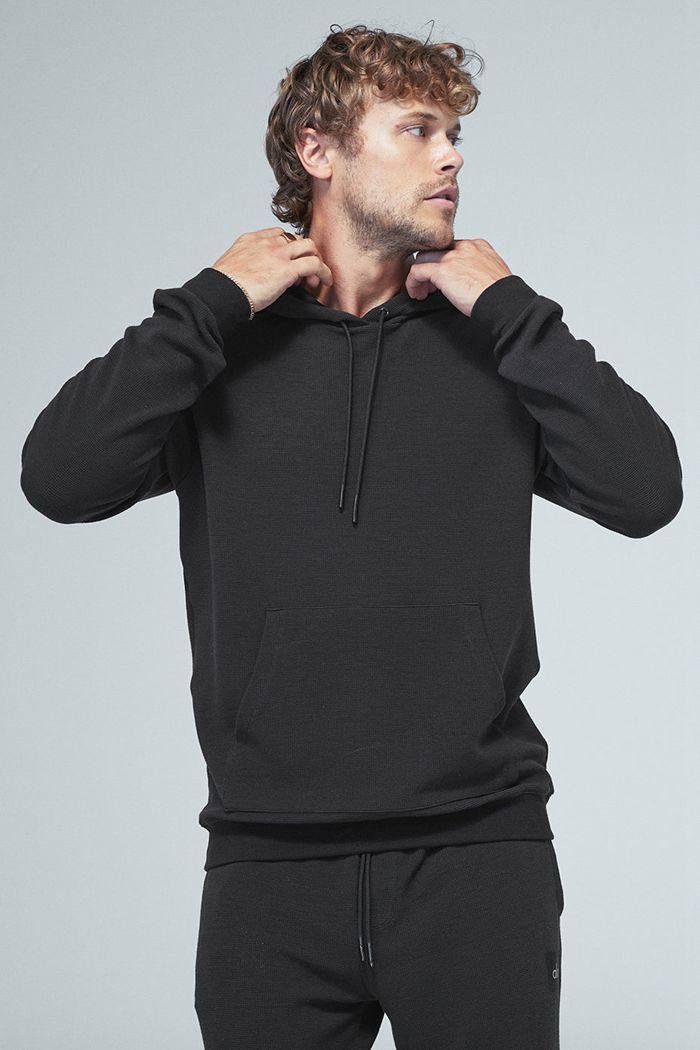 Sudadera Con Capucha Alo Yoga Micro Waffle Fast Break Hombre Negros | 901465TAG