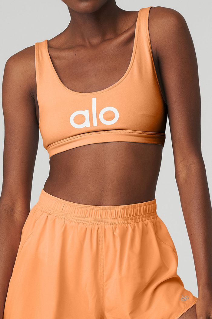 Sujetadores Alo Yoga Ambient Logo Mujer Blancos | 620987MAL