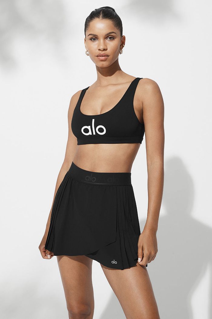 Sujetadores Alo Yoga Ambient Logo Mujer Negros Blancos | 859724CPO