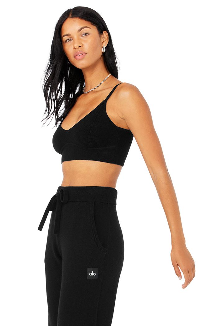 Sujetadores Alo Yoga Cashmere Jet Set Mujer Negros | 472985ELA
