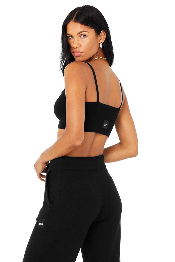 Sujetadores Alo Yoga Cashmere Jet Set Mujer Negros | 472985ELA