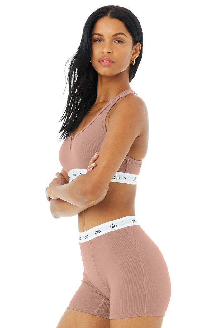 Sujetadores Alo Yoga Icon Ribbed Henley Mujer Rojos Oscuro | 410359OPX