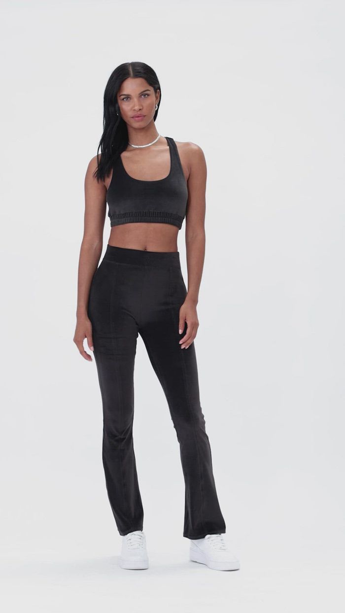 Sujetadores Alo Yoga Velour Glimmer Scoop Neck Mujer Grises | 869435ZTU