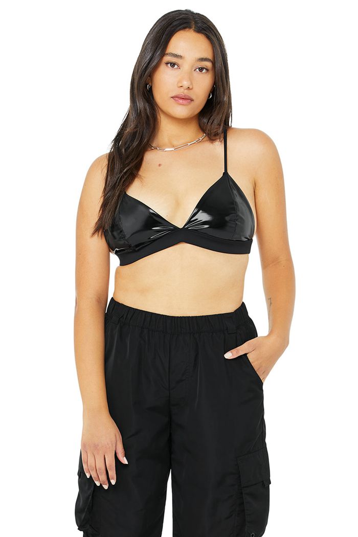 Sujetadores Alo Yoga Vinyl Sleek Mujer Negros | 096253XWV