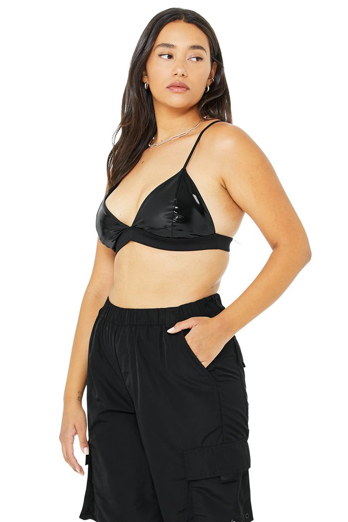 Sujetadores Alo Yoga Vinyl Sleek Mujer Negros | 096253XWV