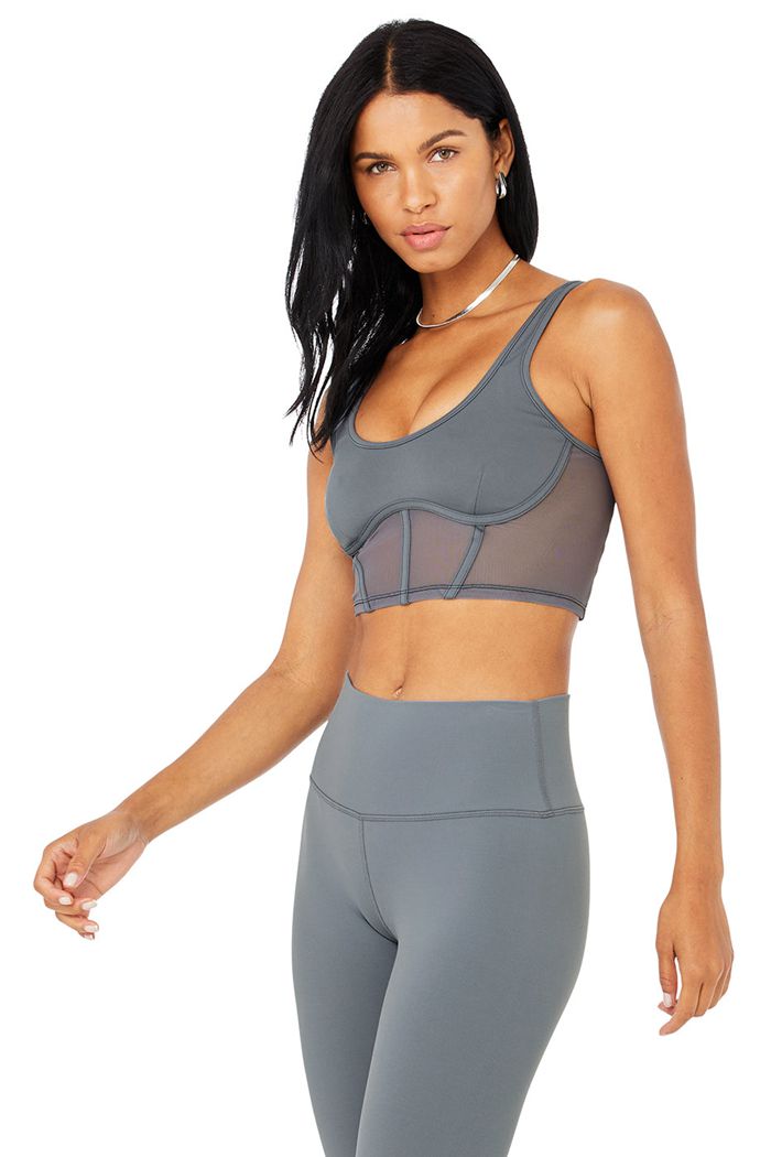 Tank Tops Alo Yoga Airbrush Mesh Corset Mujer Marrom | 209154KCR