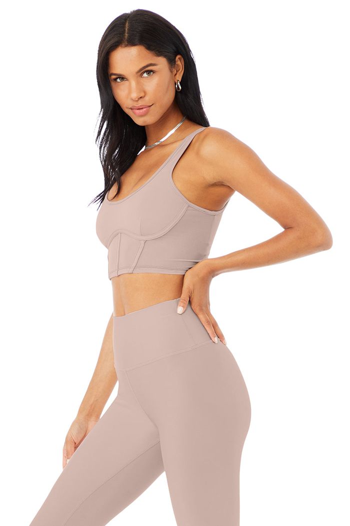 Tank Tops Alo Yoga Airbrush Mesh Corset Mujer Rosas | 359046AEK