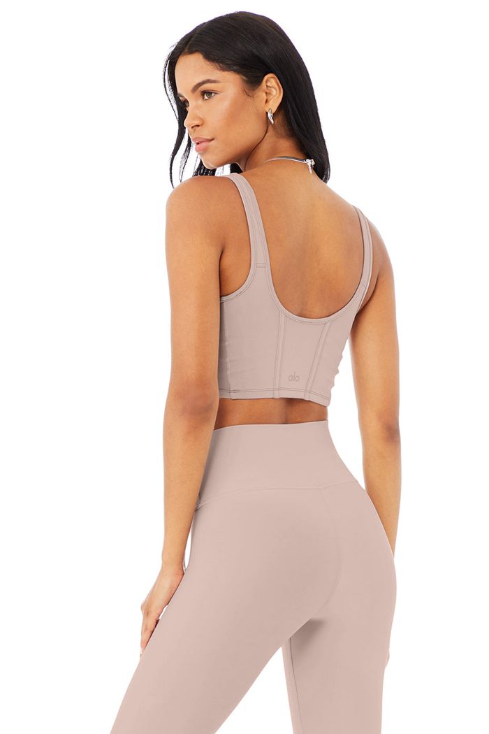 Tank Tops Alo Yoga Airbrush Mesh Corset Mujer Rosas | 359046AEK